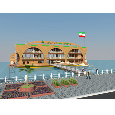 طراحی رستوران روی آب، نقشه و 3D