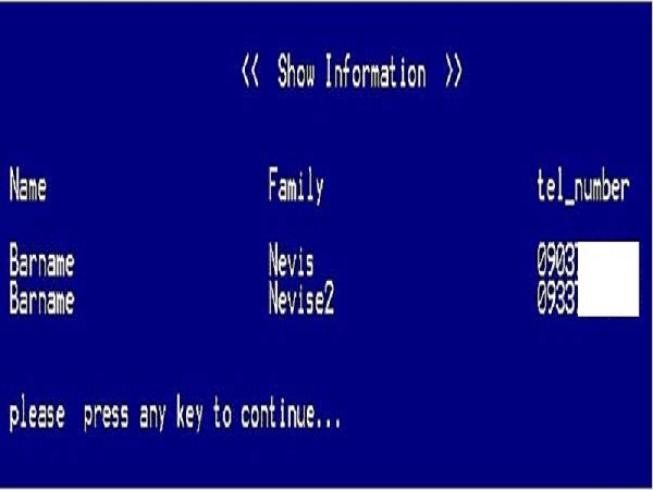 برنامه نویسی دفترچه تلفن با ++C