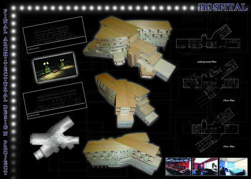 بیمارستان 128 تختخوابه (طرح 4 دانشجویان معماری)